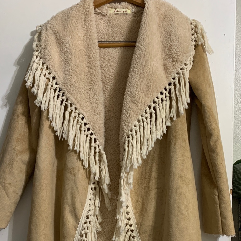 Amare’ Tan Fringe Coat
